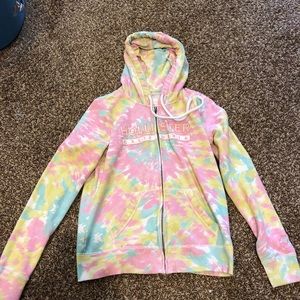 Hollister zip up tie dye jacket.